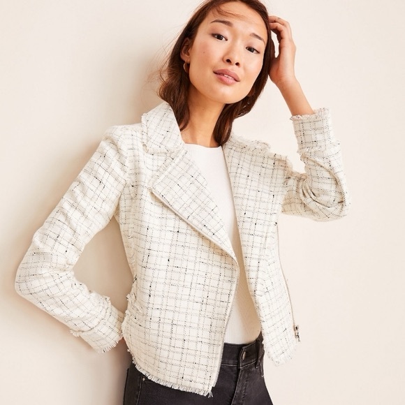 * SOLD* Ann Taylor Fringe Tweed Moto Jacket - Picture 3 of 17